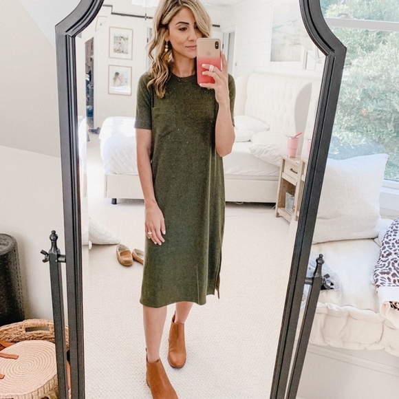 Madewell Ribbed Pocket Tee Midi Dress 